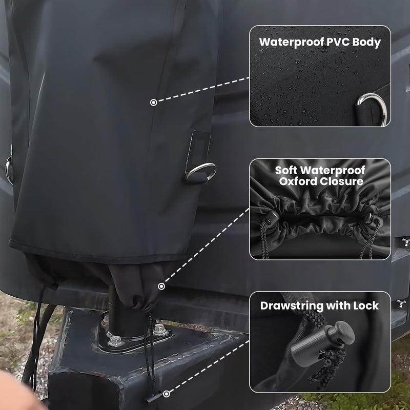 Safoner RV Electric Tongue Jack Cover – Heavy-Duty Waterproof Design with Chain Hooks, Protective Black Cover for Outdoor Camper Accessories - Image 4